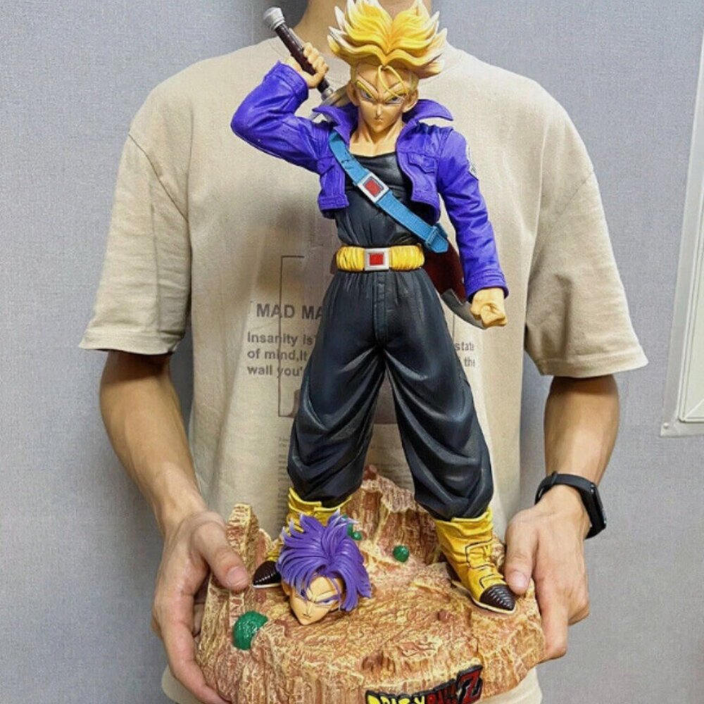 50cm Dragon ball Z Super Saiyan Future Warrior Trunks Figure Model Statue 2 head